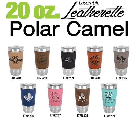 Polar Camel 20 oz. Leatherette Tumbler with Clear Lid