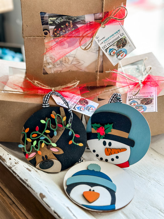 Reindeer, Snowman and Penguin DIY Ornament Gift Set - Paisley Grace Makery