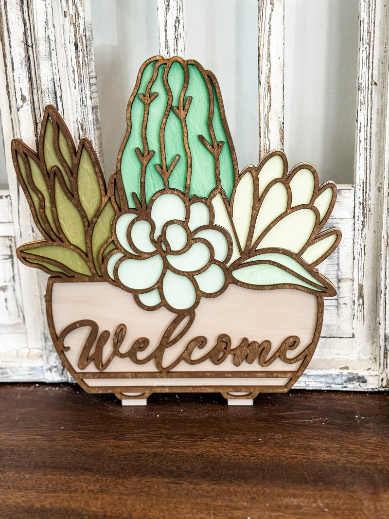 succulent welcome sign Succulent Welcome 3D Door Hanger P2065