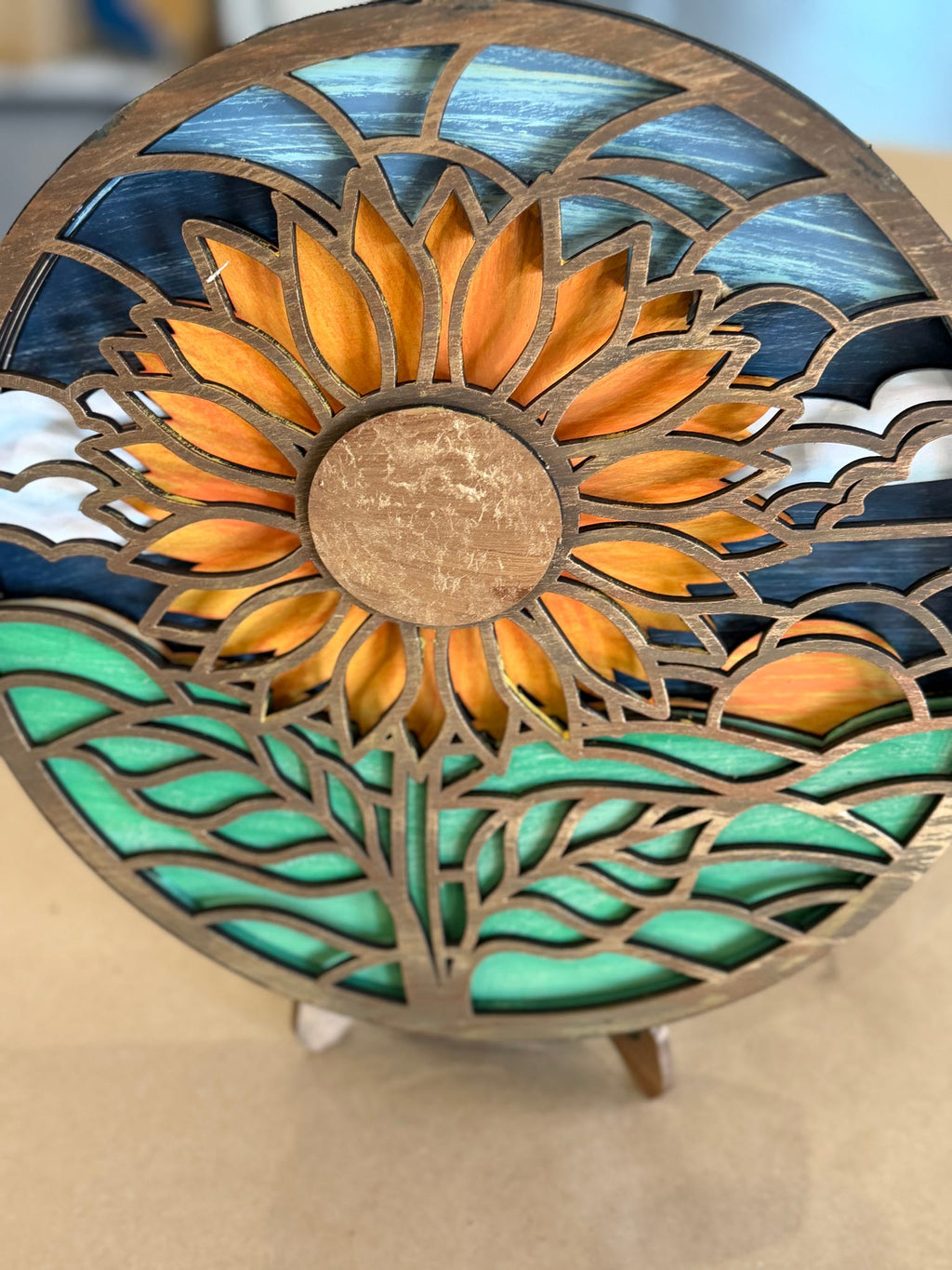 Layered Sunflower Circle Scene 3D LASER PROJECT G0654