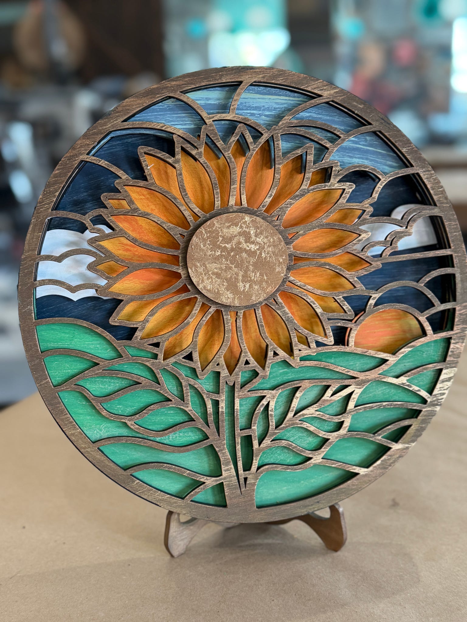 Layered Sunflower Circle Scene 3D LASER PROJECT G0654