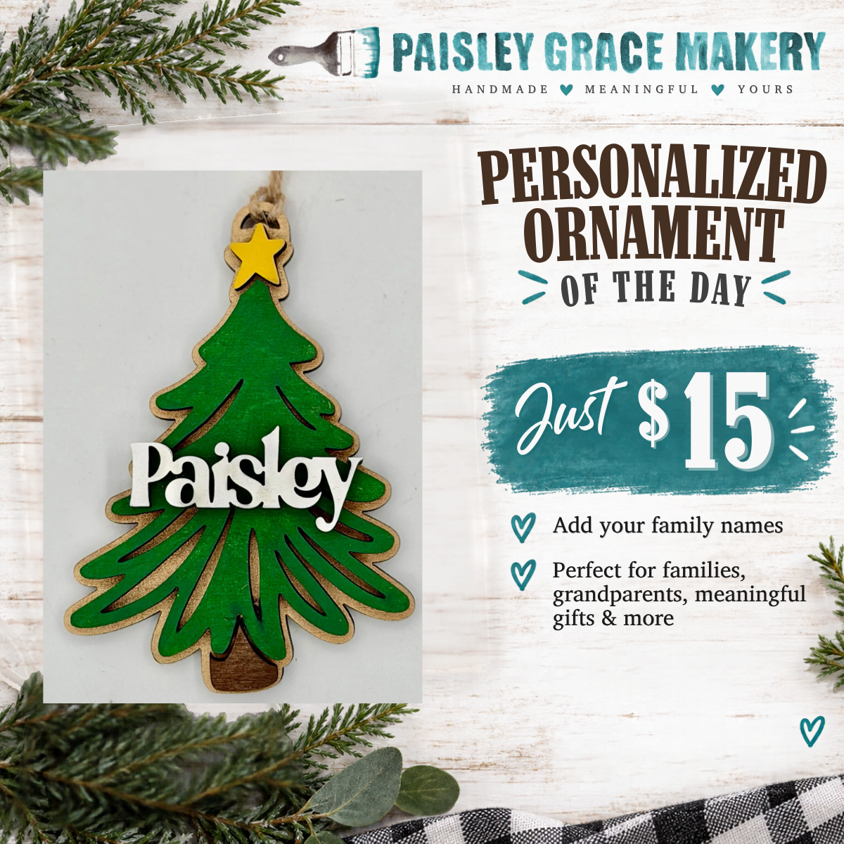 Personalized Name Christmas Tree Ornament G0786