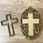 Oval Cross with Floral Seaglass Suncatcher Design G334