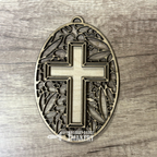 Oval Cross with Floral Seaglass Suncatcher Design G334