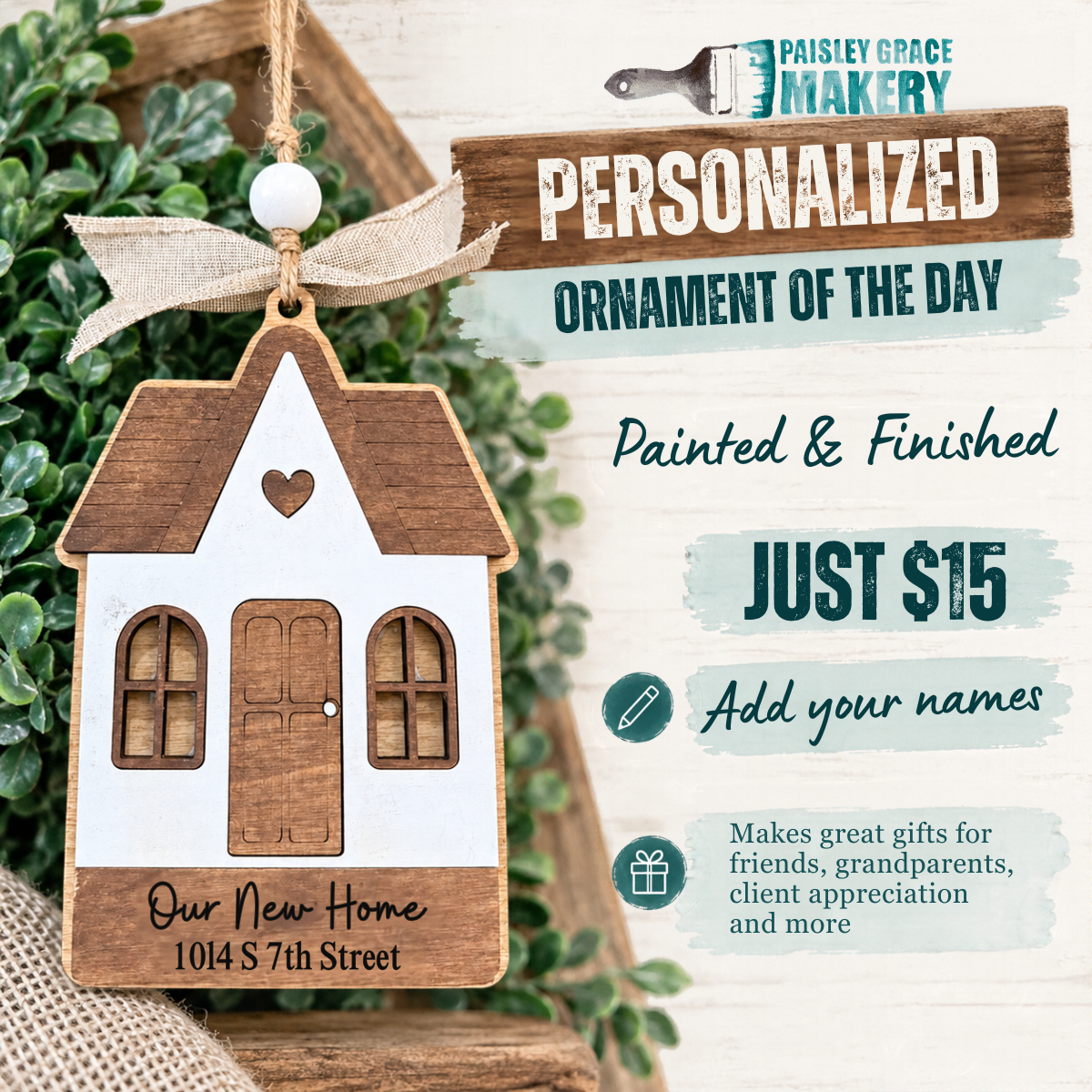 Our New Home Personalized House Ornament G0754