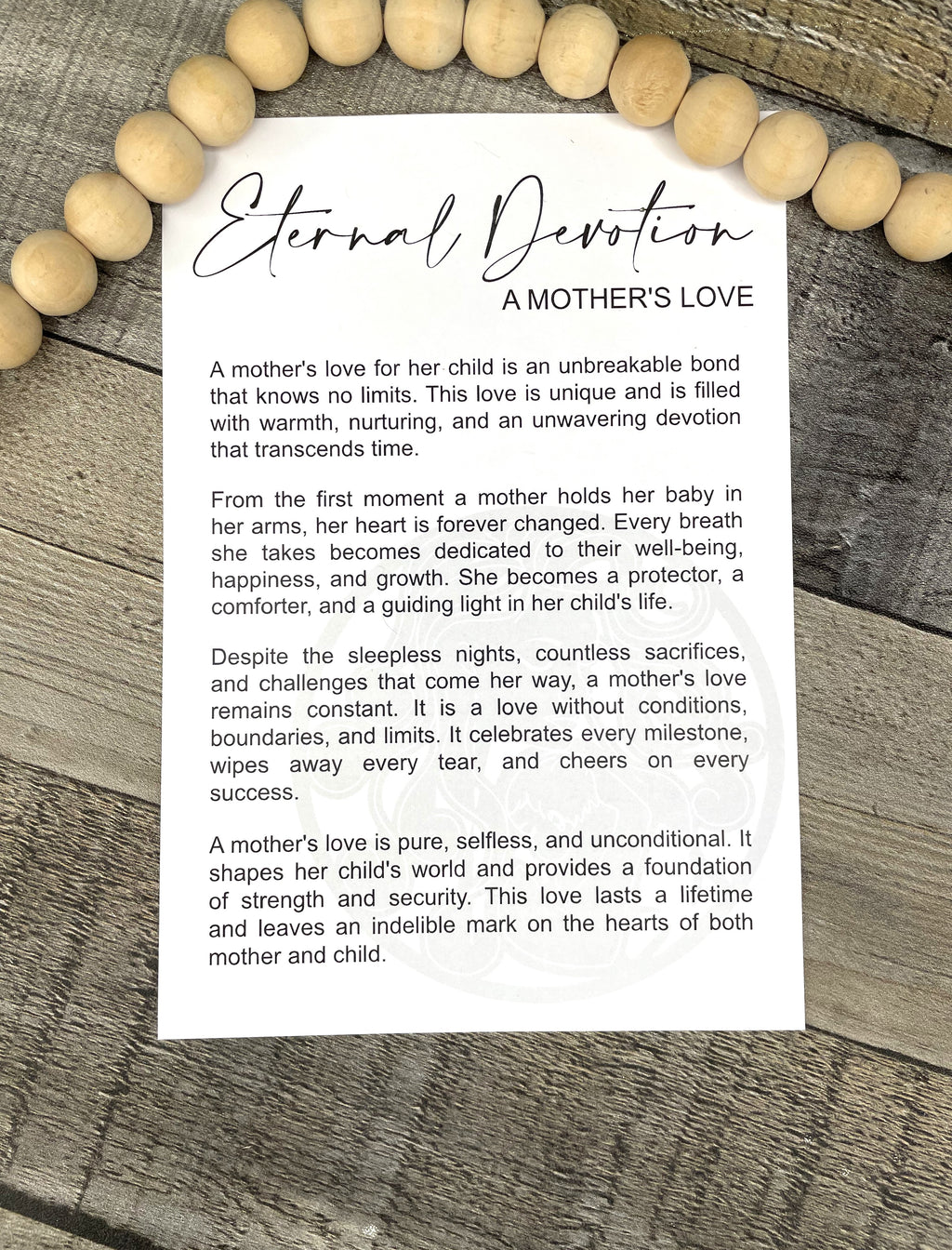 Eternal Devotion A Mother's Love Story Card Ornament P13124