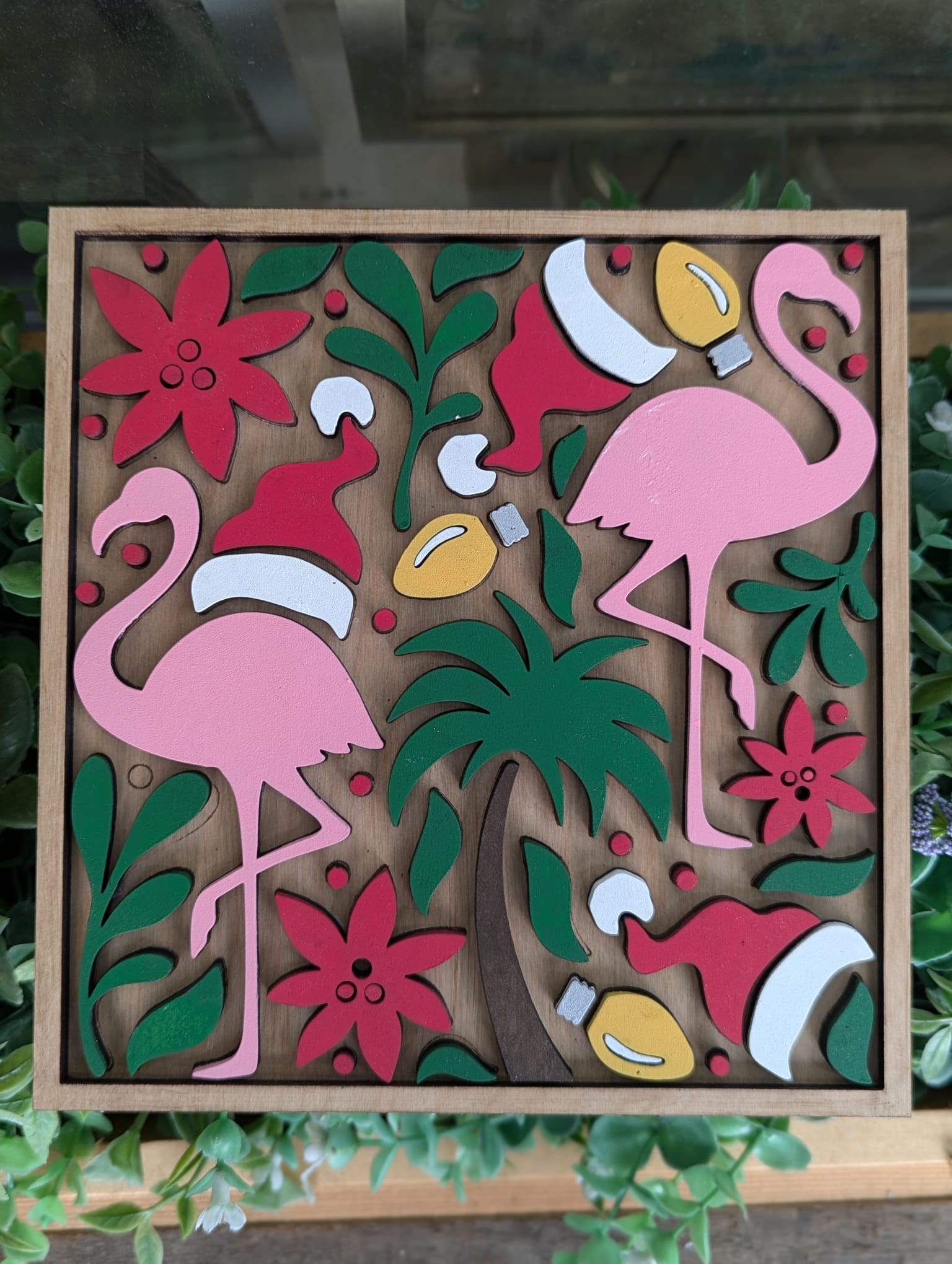 3D Layered Christmas Flamingo Design P13047
