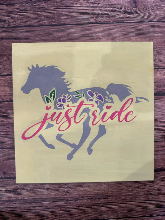 Just Ride Horse with Flowers Square Design P131307