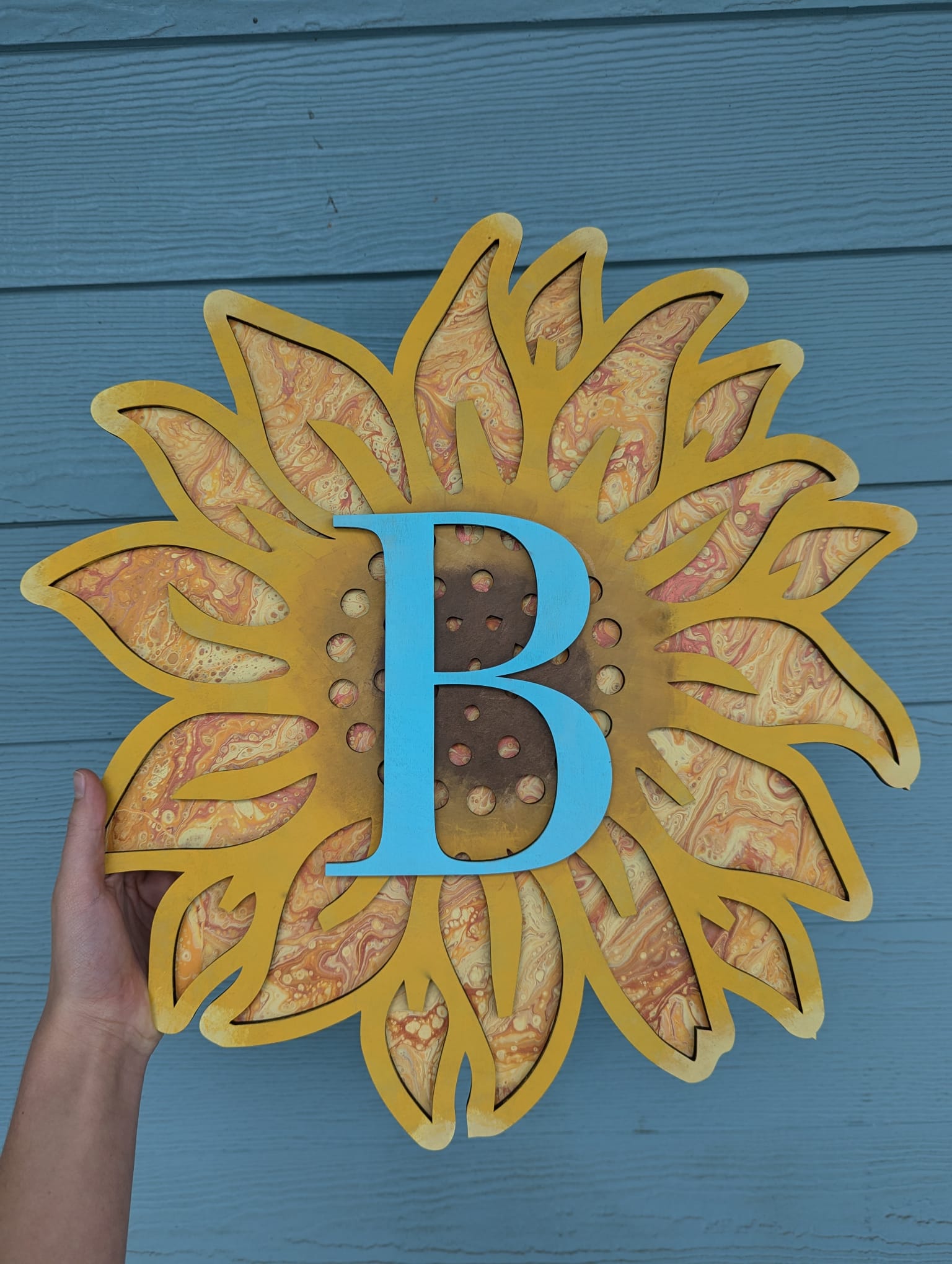 Sunflower Layered Paint Pour P13163