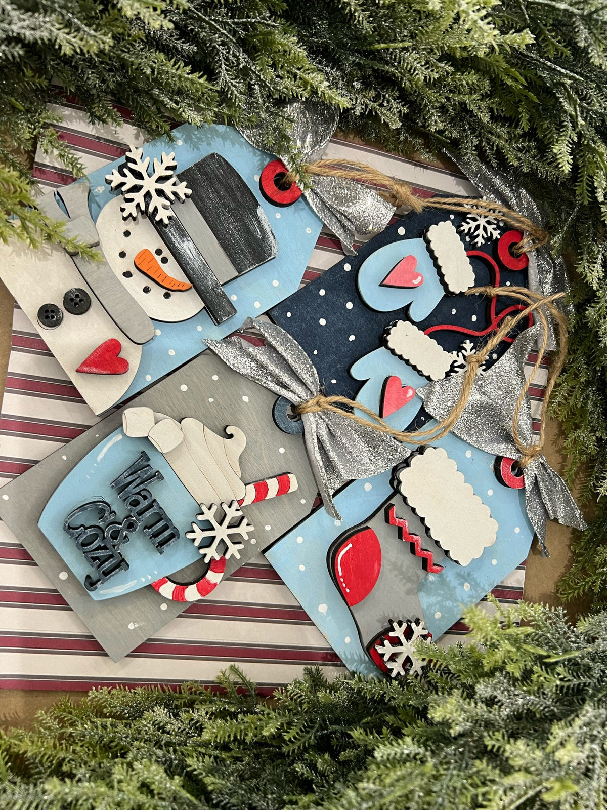 Warm and Cozy Gift Tag Ornament Set of 4 P13169