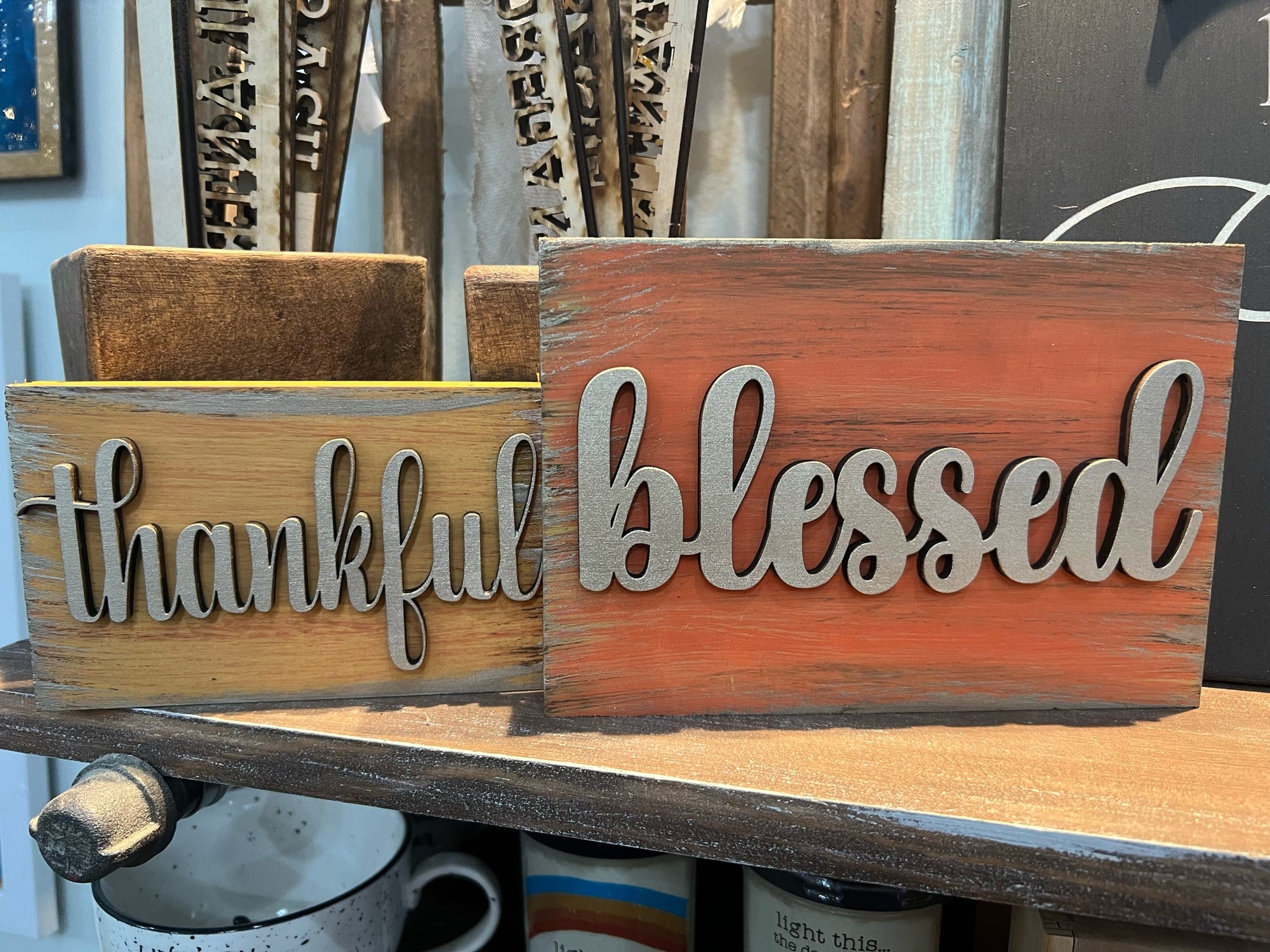 September Thankful Blessed Shelf Sitter Blocks P13208