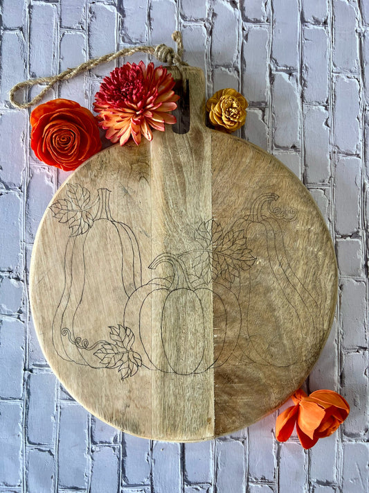 Round Engraved Gourd Bread Board