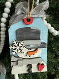 Warm and Cozy Snow Man Gift Tag Ornament P13564
