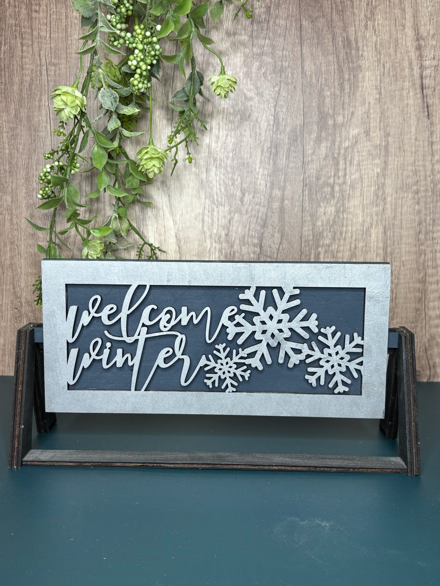 Welcome Winter Shelf Stand Sign Insert P13694