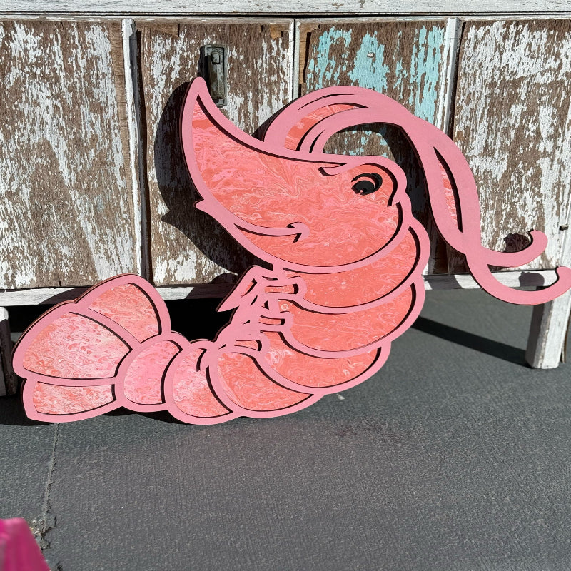 Paint Pour Shrimp Door Hanger  DOOR HANGER DESIGN P13819