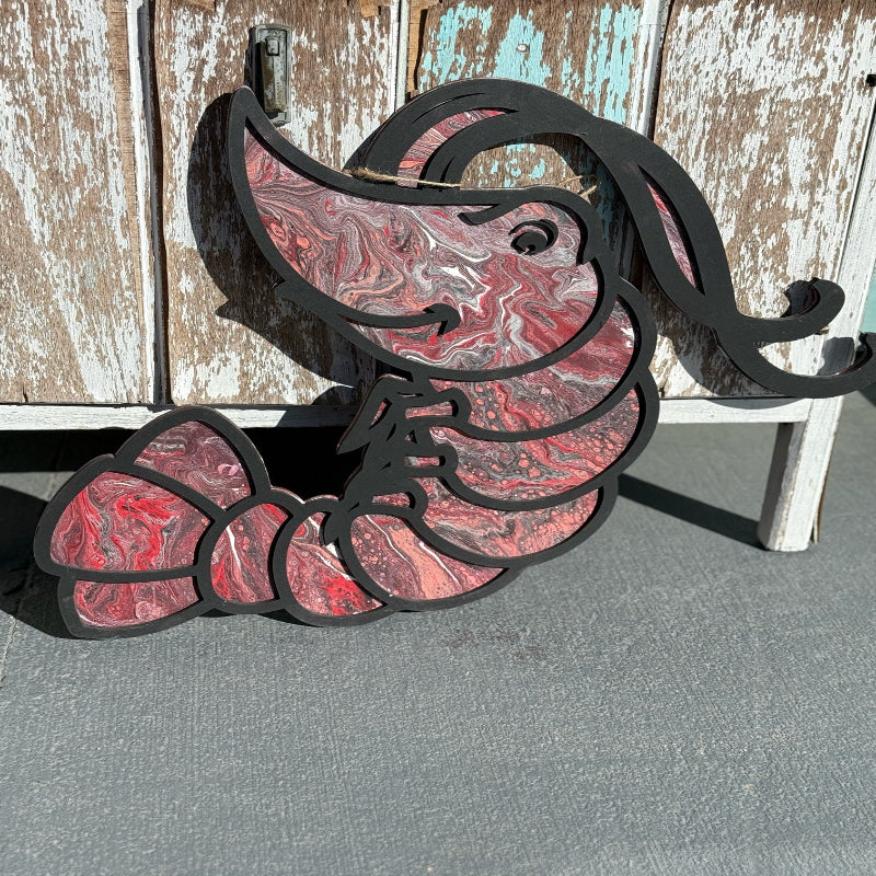Paint Pour Shrimp Door Hanger  DOOR HANGER DESIGN P13819