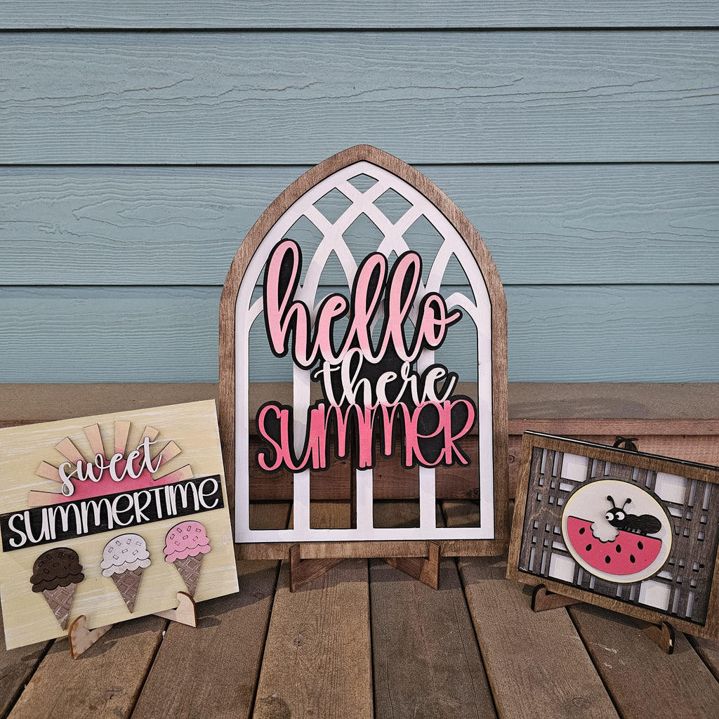 Summer Inserts for Seasonally Changeable Shelf Trio P013982