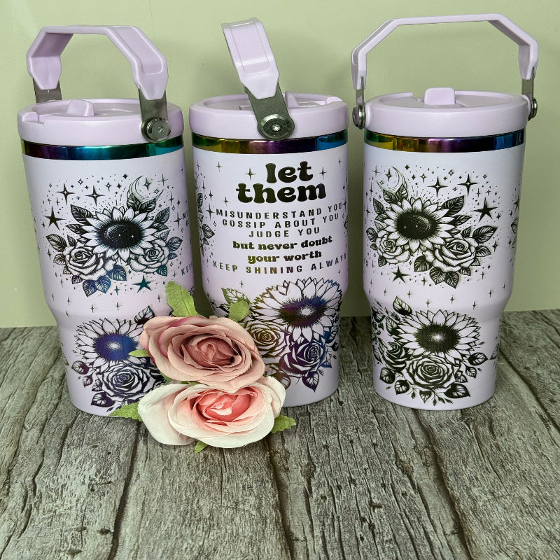 Let Them Full Wrap 30 oz Lavender with Copper Core Flip Top with Lid Handle P014020