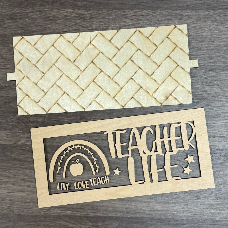 Teacher Life Rainbow Shelf Stand Sign 3D LASER PROJECT - P014224