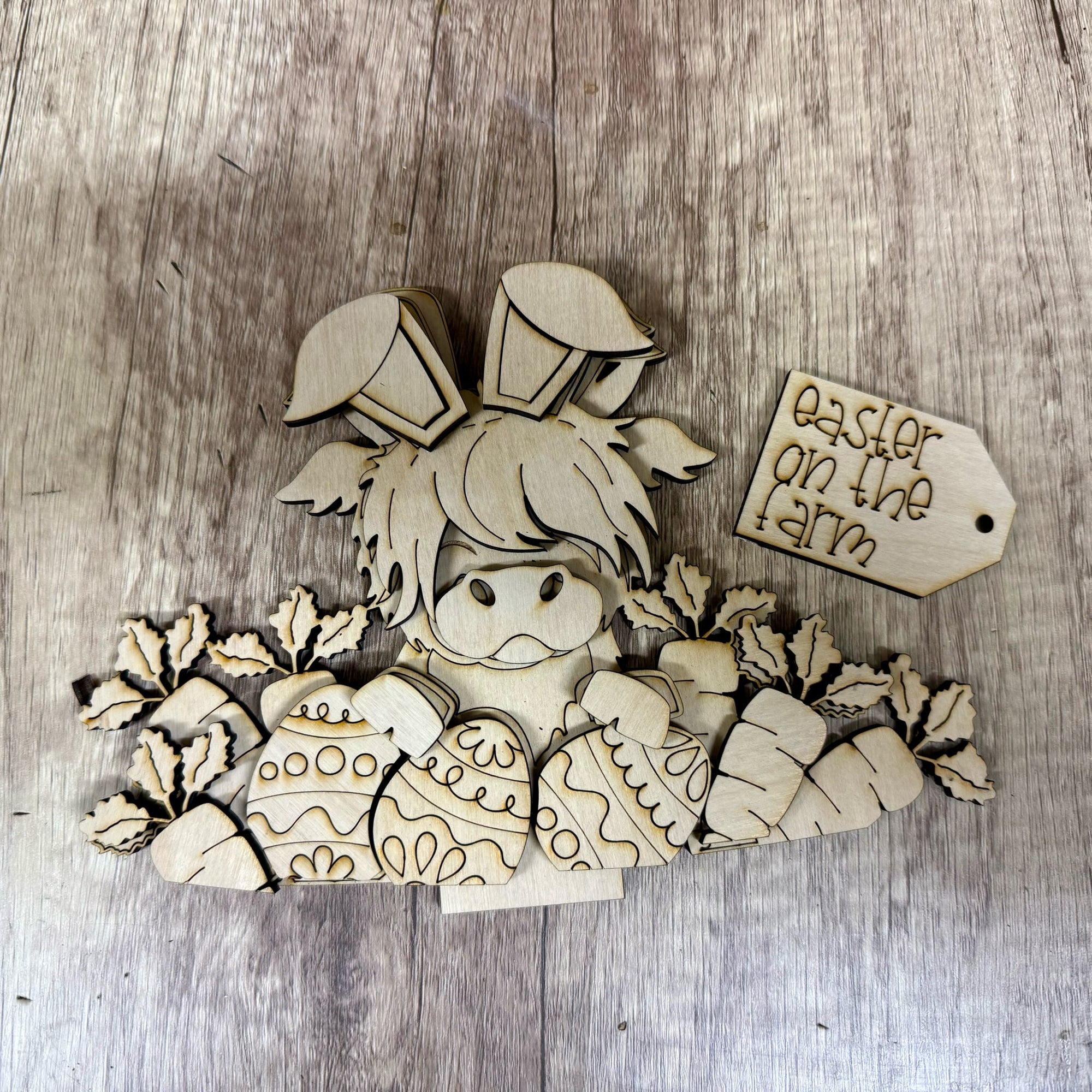 Easter Highland Cow Basket Changeable 3D LASER PROJECT -G369