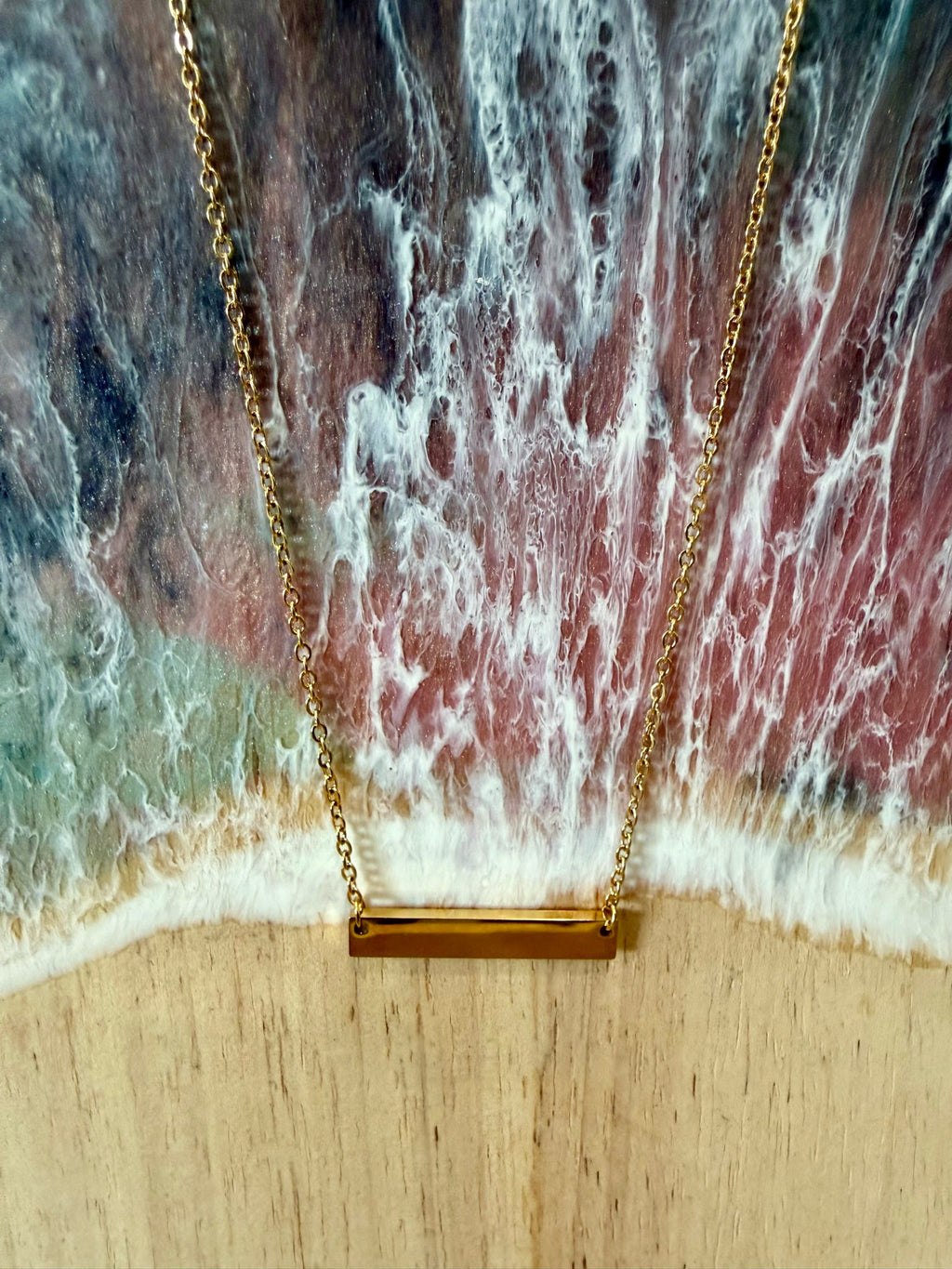 Rose Gold Horizontal Bar Necklace