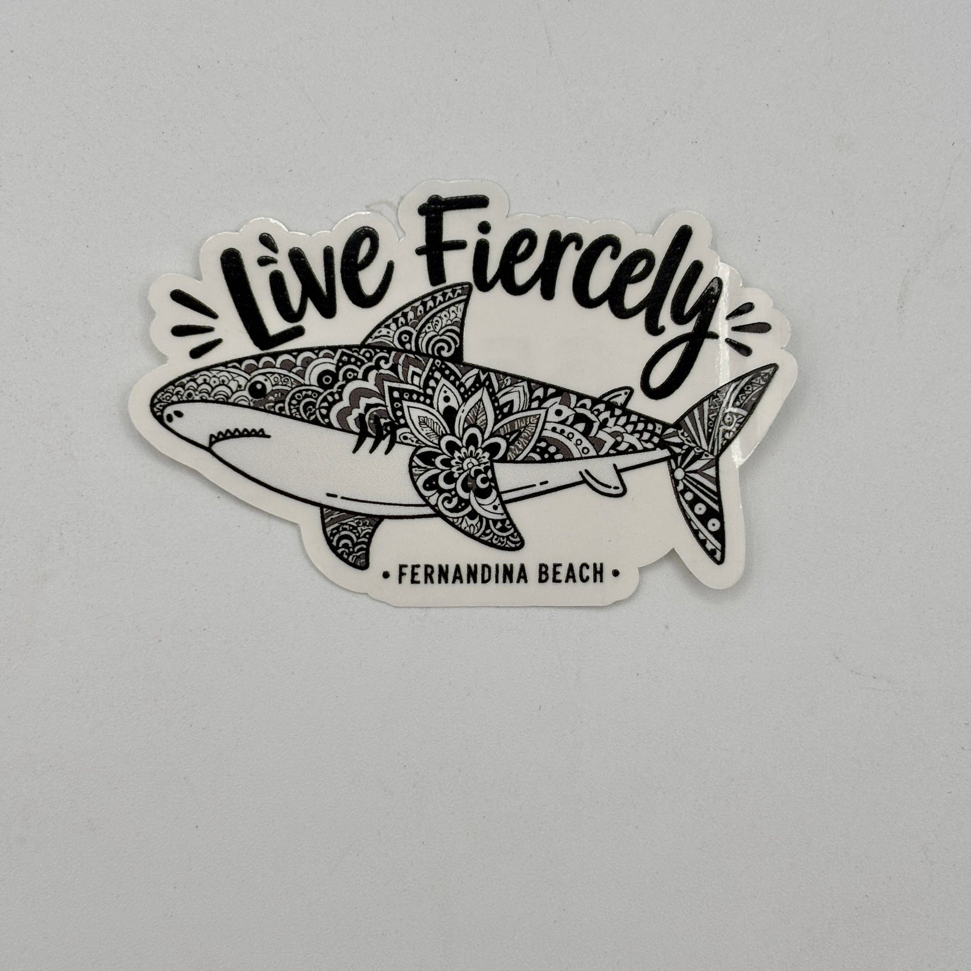 Live Fiercely Shark Sticker G0633