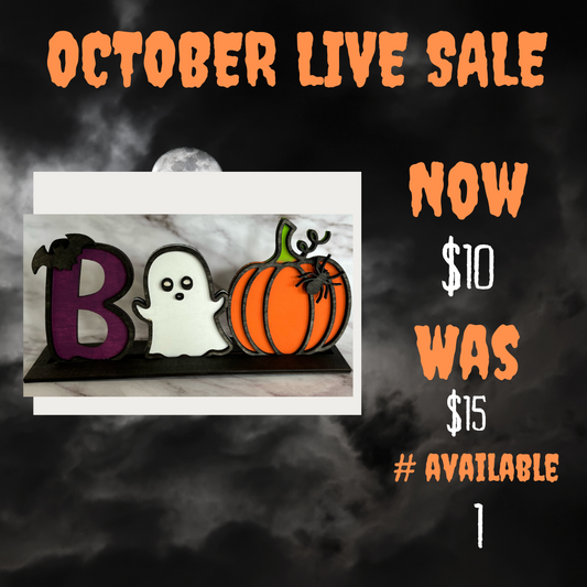 **Painted Boo Letter Sign with Stand