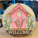 Welcome with Bird House Door Hanger G342