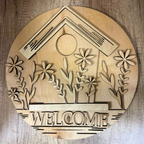 Welcome with Bird House Door Hanger G342
