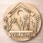 Welcome with Bird House Door Hanger G342