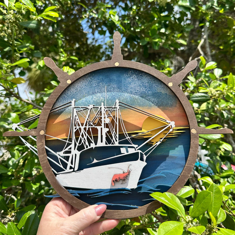 Shrimp Boat Sign 3D LASER PROJECT - P014085
