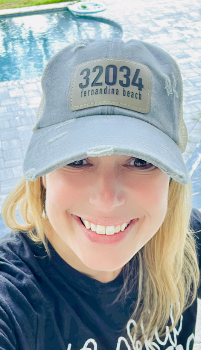 Zip Code Light Gray Ponytail Hat