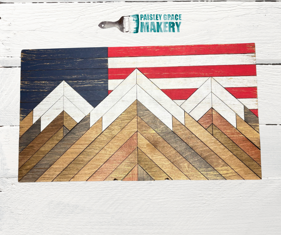 Patriotic Mountain Quilted Sign 3D LASER PROJECT - P014095
