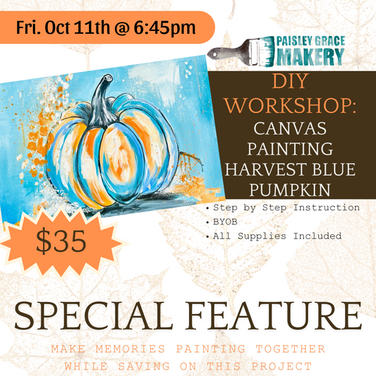 10.11.24 Friday @ 6:45pm-Canvas Painting Harvest Blue Pumpkin