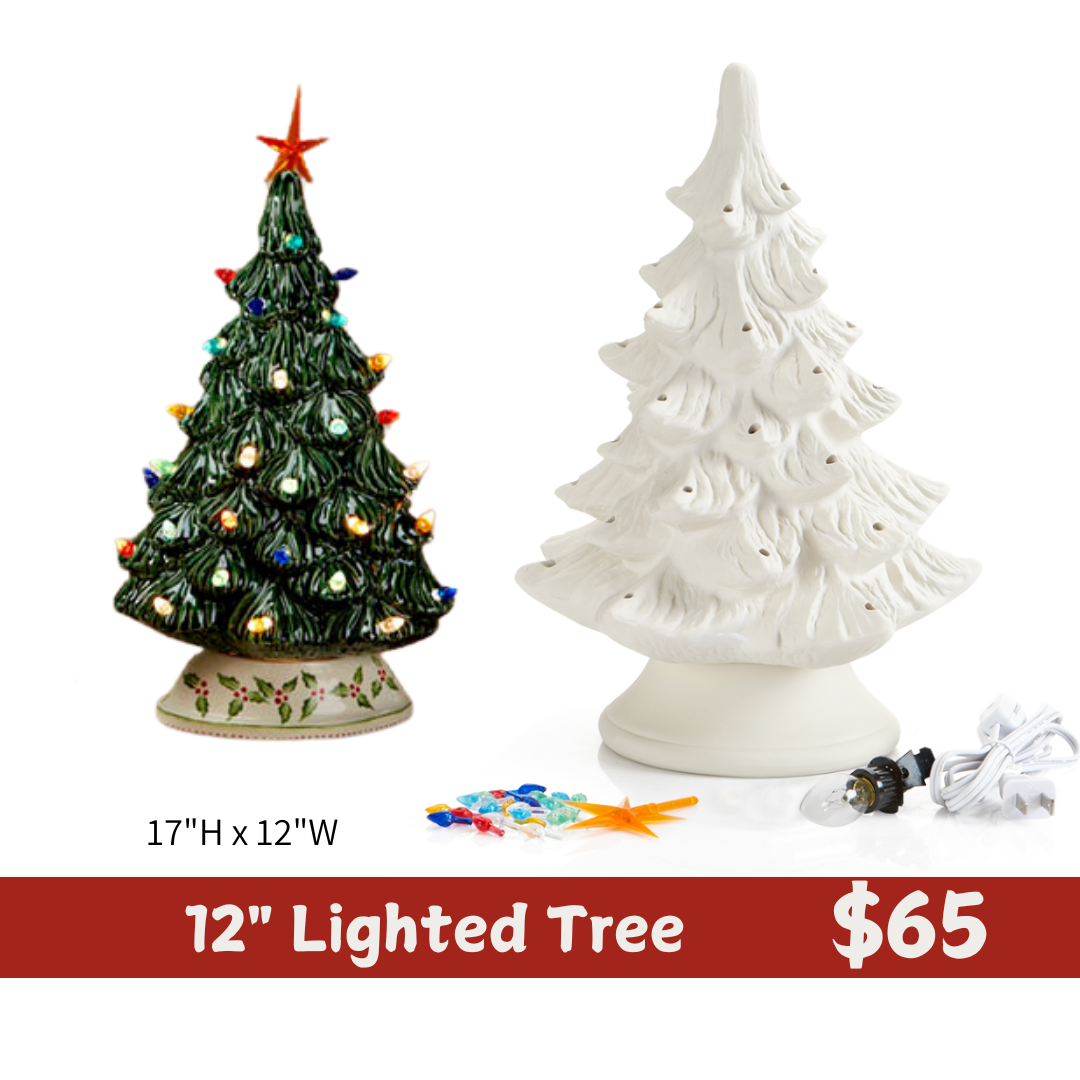 Lighted Ceramic Christmas Tree 12"