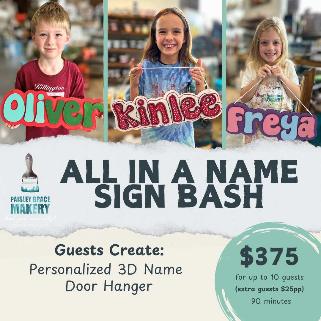 BOOK AN ALL IN A NAME SIGN BASH PARTY