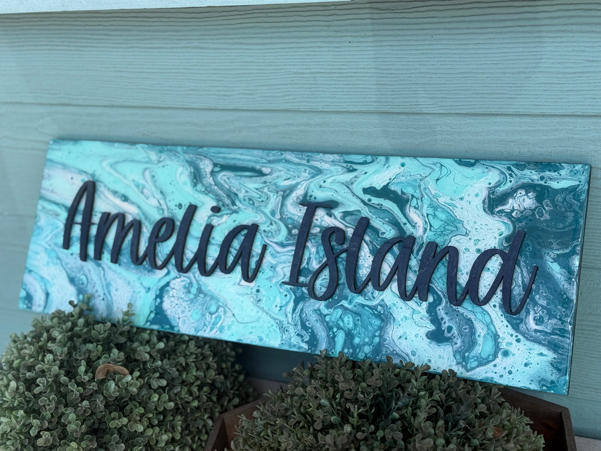 Amelia Island Paint Poured Plank P014007
