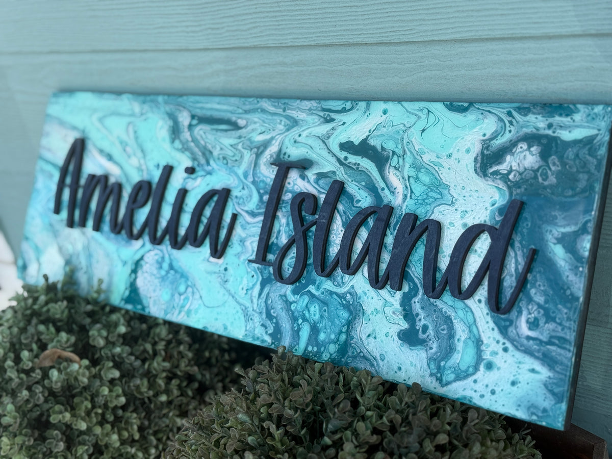 Amelia Island Paint Poured Plank P014007