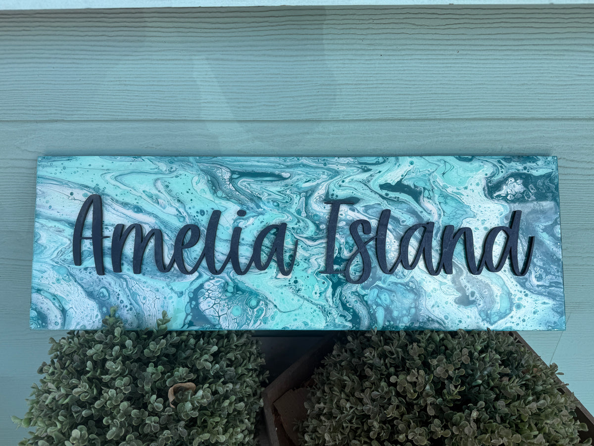 Amelia Island Paint Poured Plank P014007