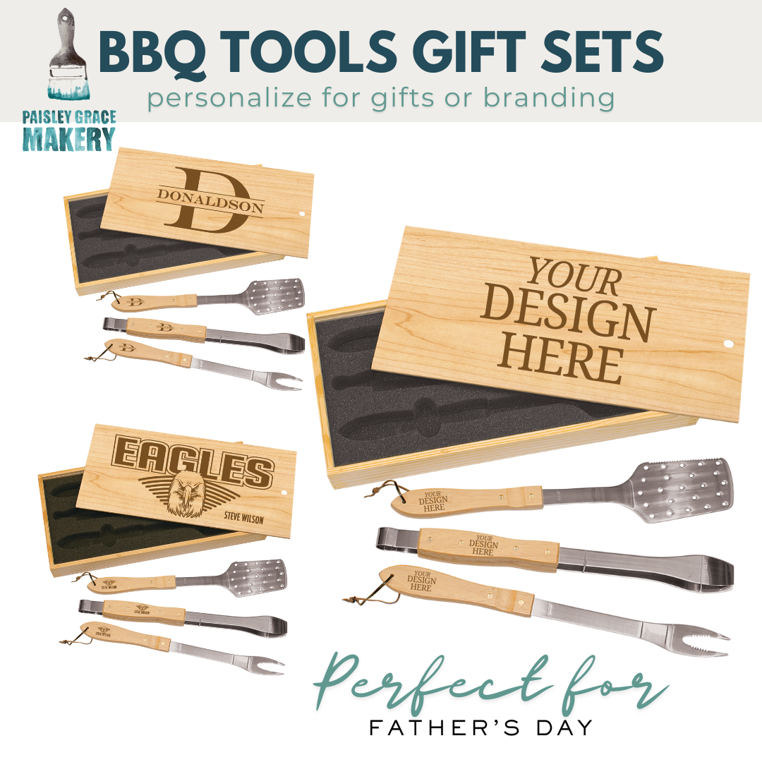 3-Piece BBQ Set in Wooden Pine Box