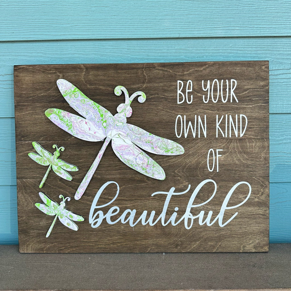 Be Your Own Kind of Beautiful Dragonfly Mixed Media Signature P013806