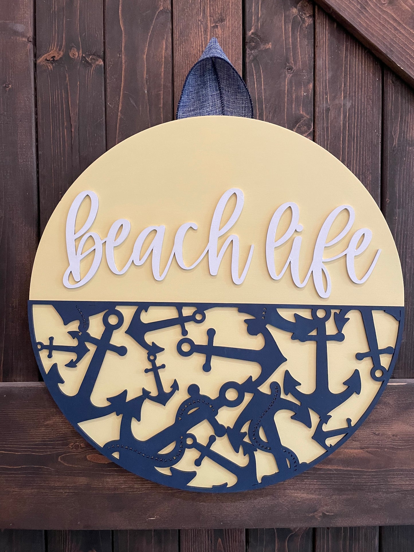 Beach Life with Anchors 3D CIRCLE DOOR HANGER DESIGN P1087