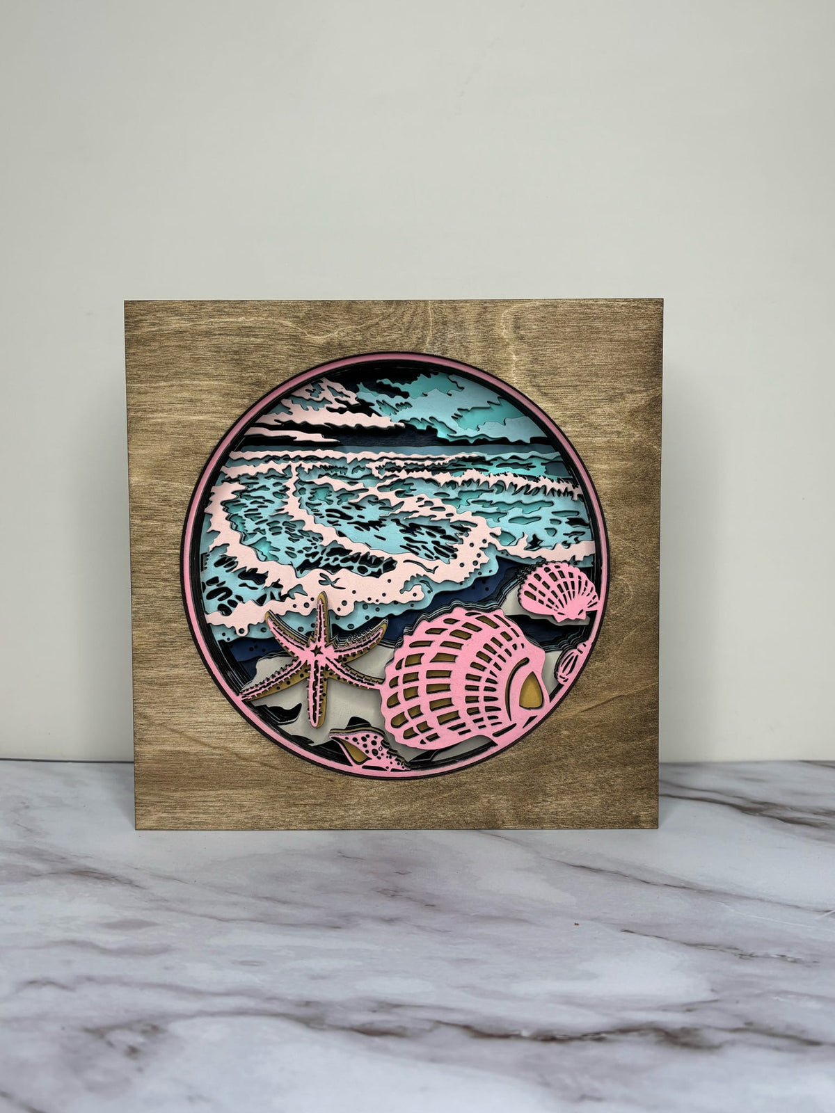 Beach Shells Layered Shelf Sign 3D LASER PROJECT - P014098
