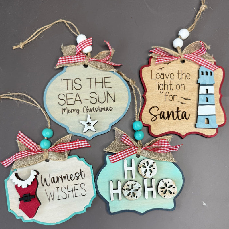 Beachy Set of 4 3D Layered Ornaments - P014246