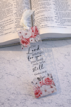 Floral bookmark with The Lord will fight for your Exodus 14:14