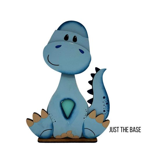 Blue dinosaur toy figure on a white background