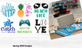 Six summer wood sign designs for classrooms: Hello Summer, Aloha, Beach Life, Catch Waves, Just Five More Minutes and Love