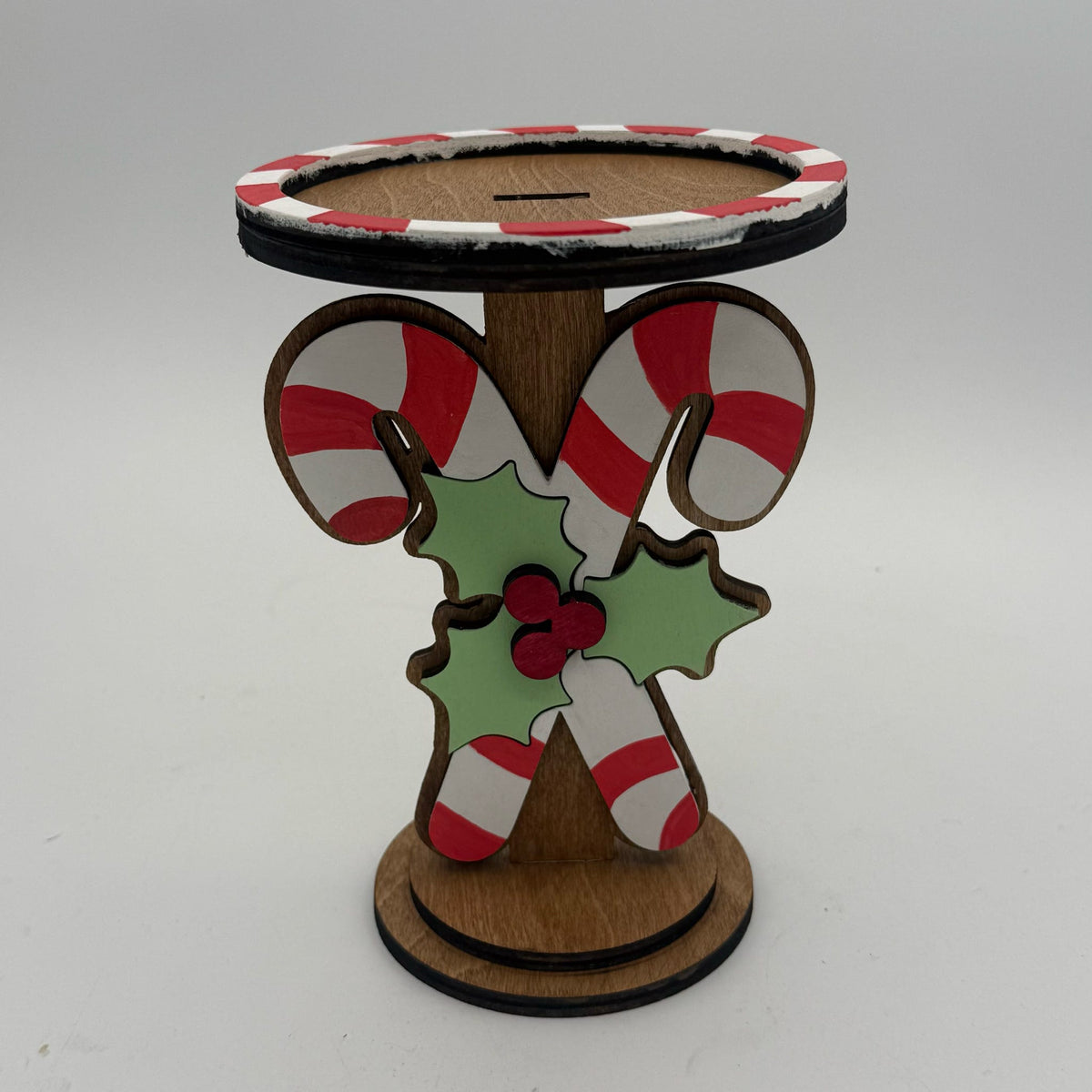 Candy Cane & Holly Candle Stand G0776