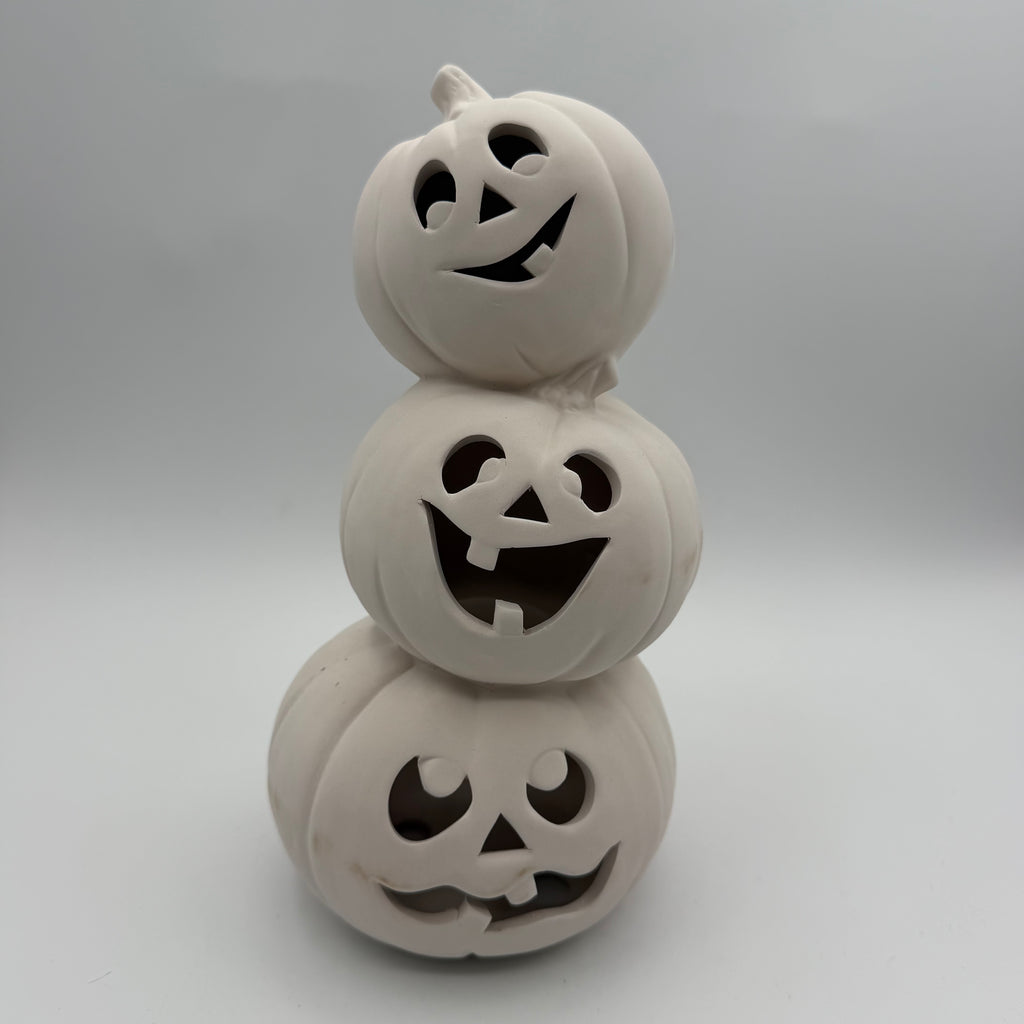 Ceramic Jack-O-Lantern Pumpkin Stack, ceramic painting project, view 2