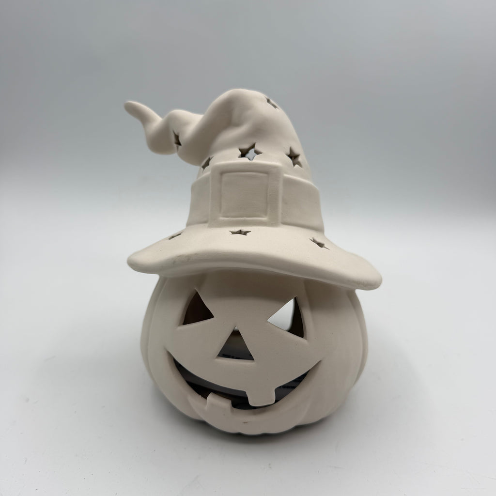 Ceramic Witch Hat Jack-O-Lantern, ceramic painting project, view 2